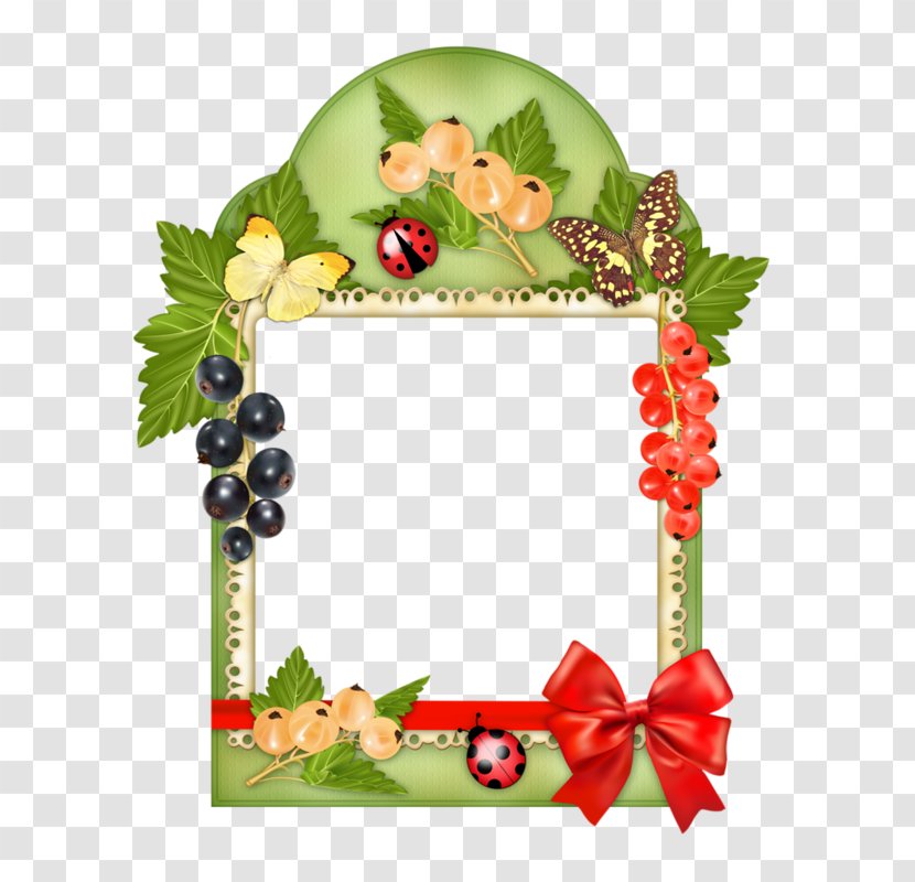 Grape Picture Frame Berry Clip Art - Christmas Decoration - Butterfly Ladybug Border Transparent PNG