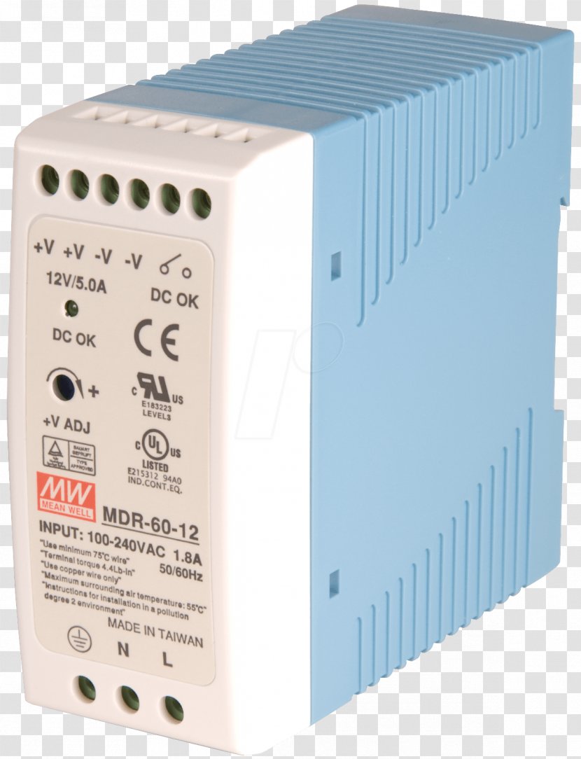 Power Supply Unit DIN Rail Converters MEAN WELL Enterprises Co., Ltd. Switched-mode - Switchedmode - Electrical Equipment Transparent PNG