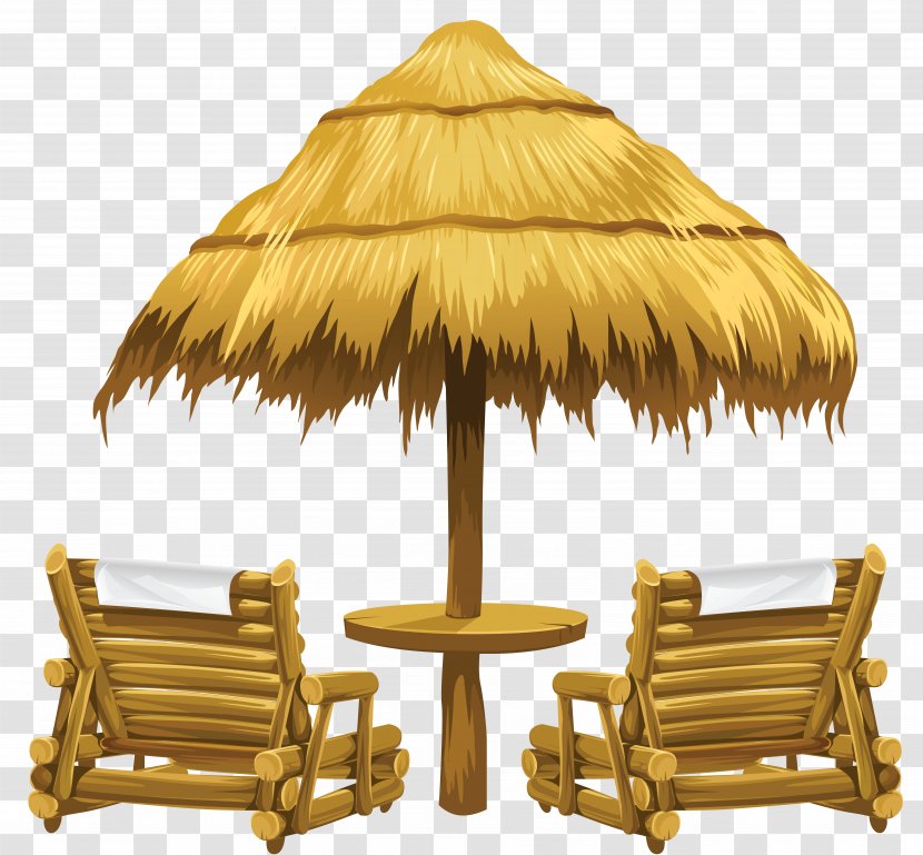 Chair Beach Umbrella Clip Art - Yellow - Vacation Background Cliparts Transparent PNG