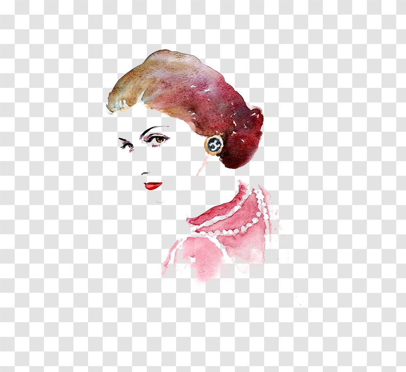 Chanel Coco Watercolor Painting Portrait Drawing - Retro Woman Transparent PNG