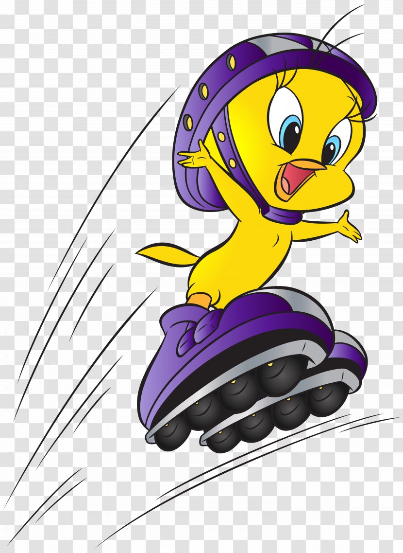 Tweety Bugs Bunny Cartoon Roller Skates Clip Art - Vertebrate Transparent PNG
