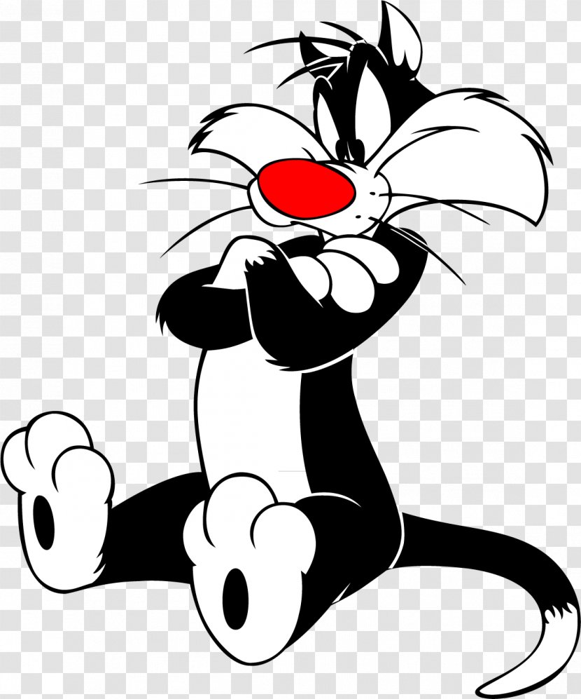 Sylvester Jr. Tweety Hippety Hopper Cat - Black And White - Looney Tunes Transparent PNG