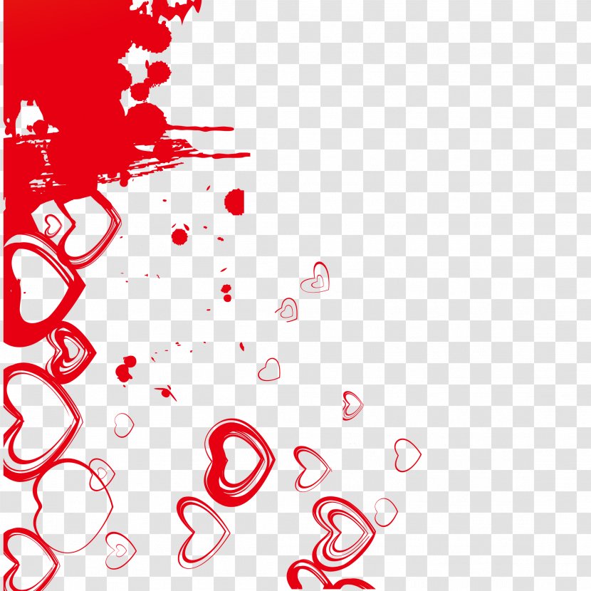 Red Ink Heart Background Vector Material - Brush Transparent PNG