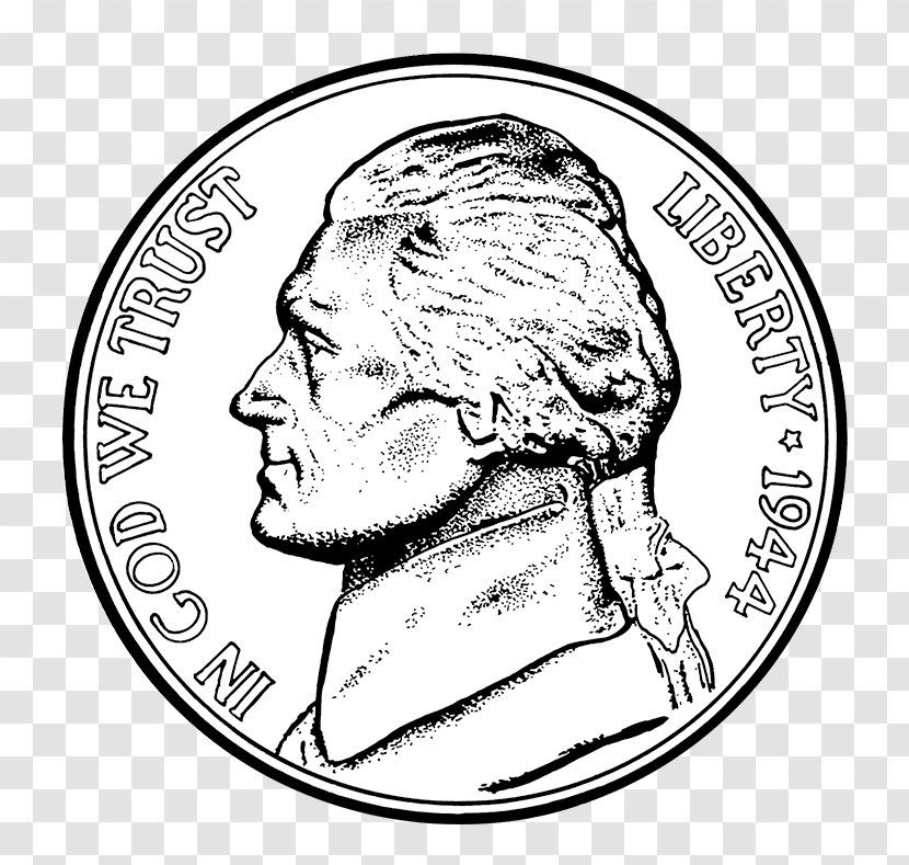 American Numismatic Association Jefferson Nickel Coin Money - Silhouette Transparent PNG