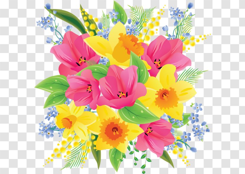Flower Bouquet Clip Art - Arranging - Beautiful Spring Flowers Transparent PNG