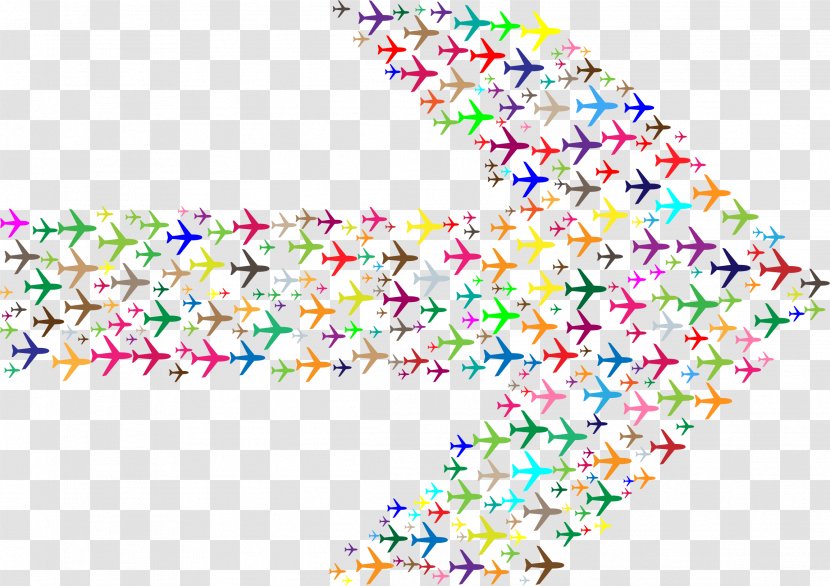 Airplane Color Arrow Clip Art - Text - Colorful Transparent PNG