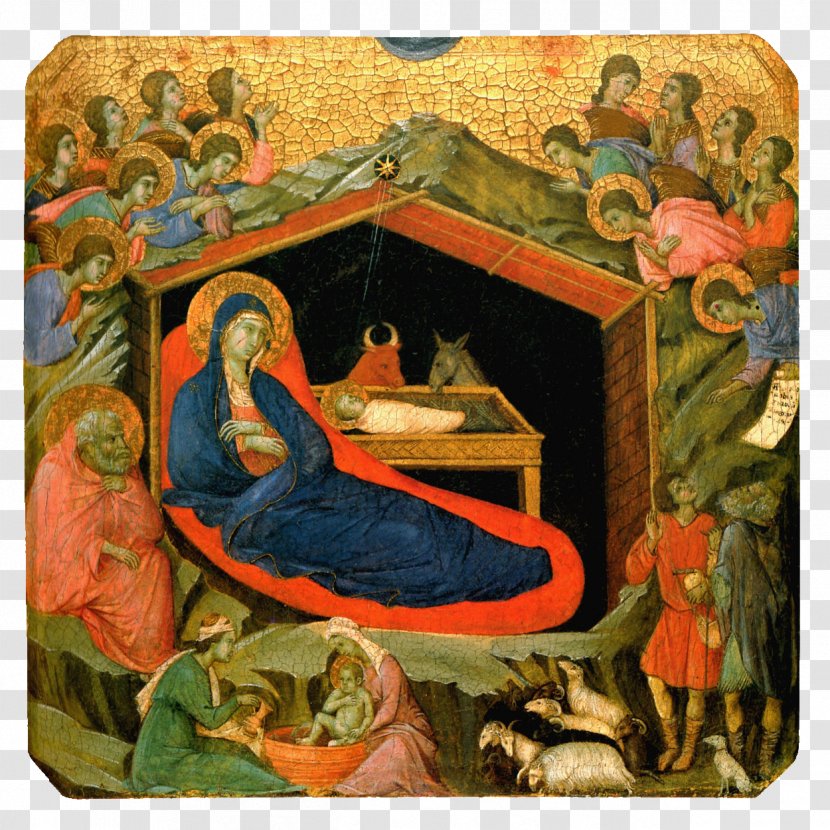 The Nativity With Prophets Isaiah And Ezekiel Prophets. Painting Of Jesus - Miniature - Siena Transparent PNG