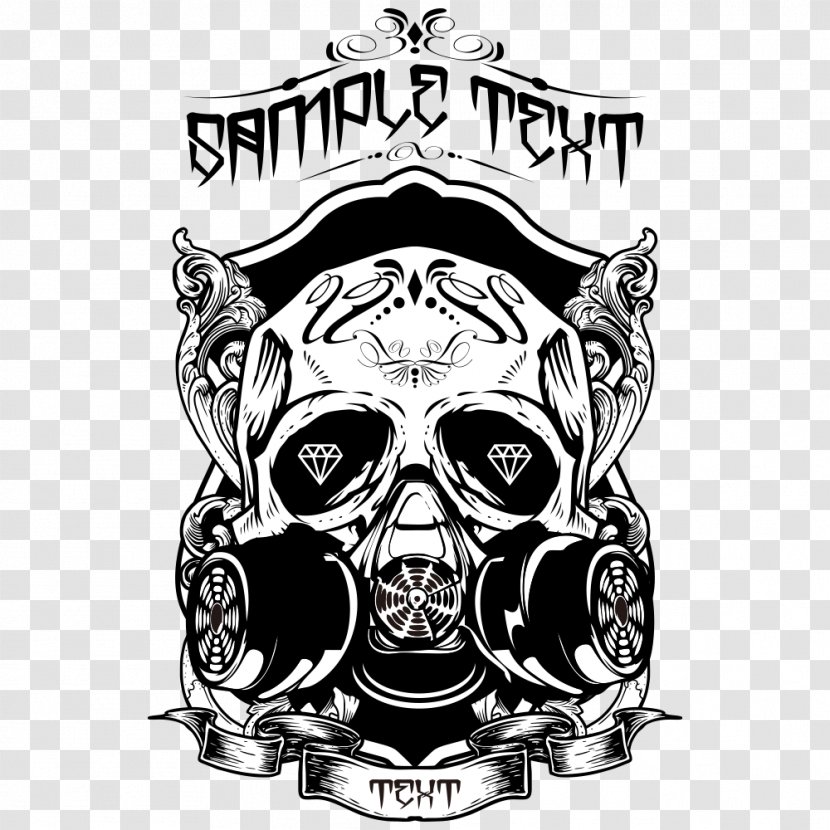 Printed T-shirt Skull Top - Royaltyfree - Black Transparent PNG