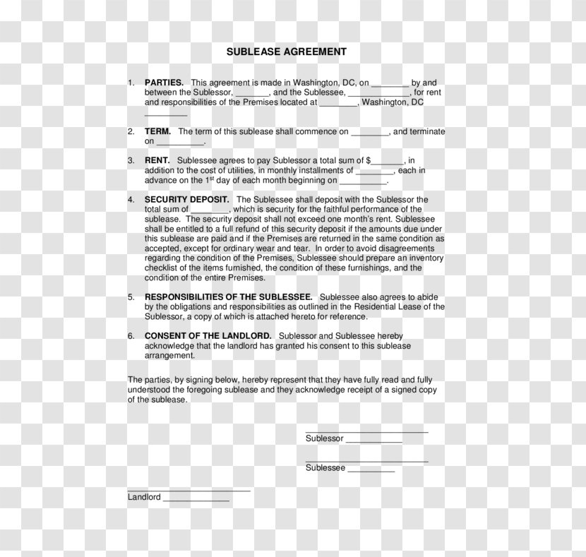 Rental Agreement Lease Contract Form Template - Real Property - House Transparent PNG