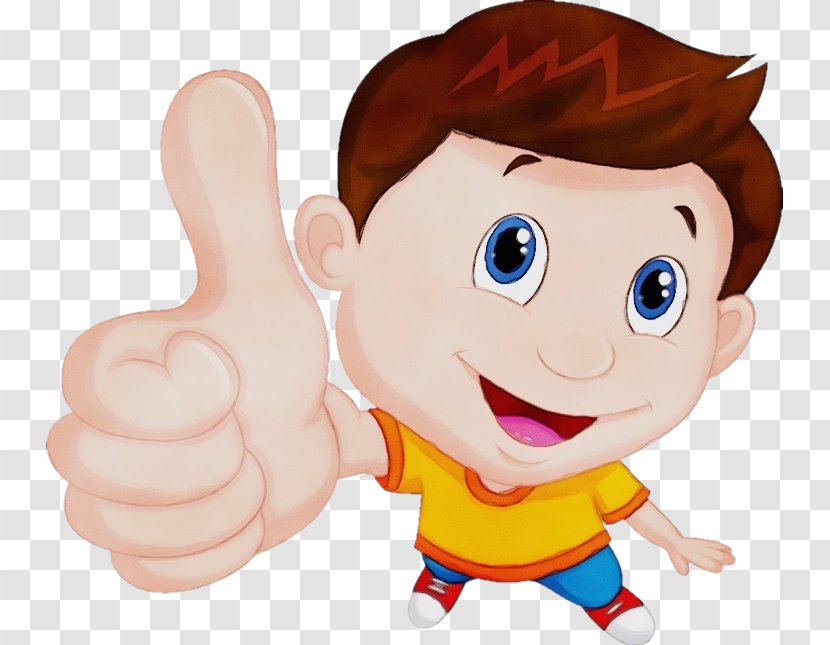 Cartoon Finger Thumb Animated Gesture - Watercolor - Animation Child Transparent PNG