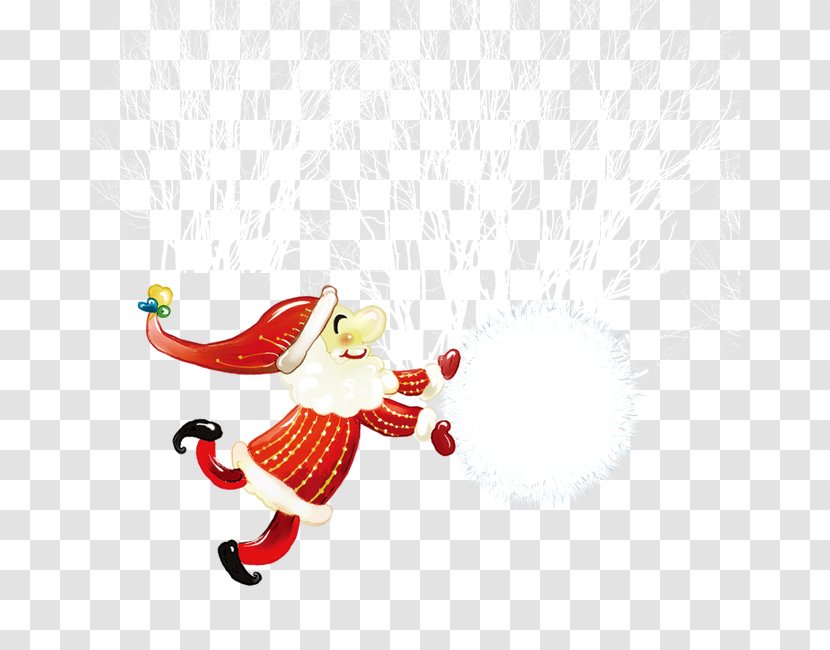 Santa Clauss Reindeer Christmas - Fictional Character - Pushing A Snowball Transparent PNG