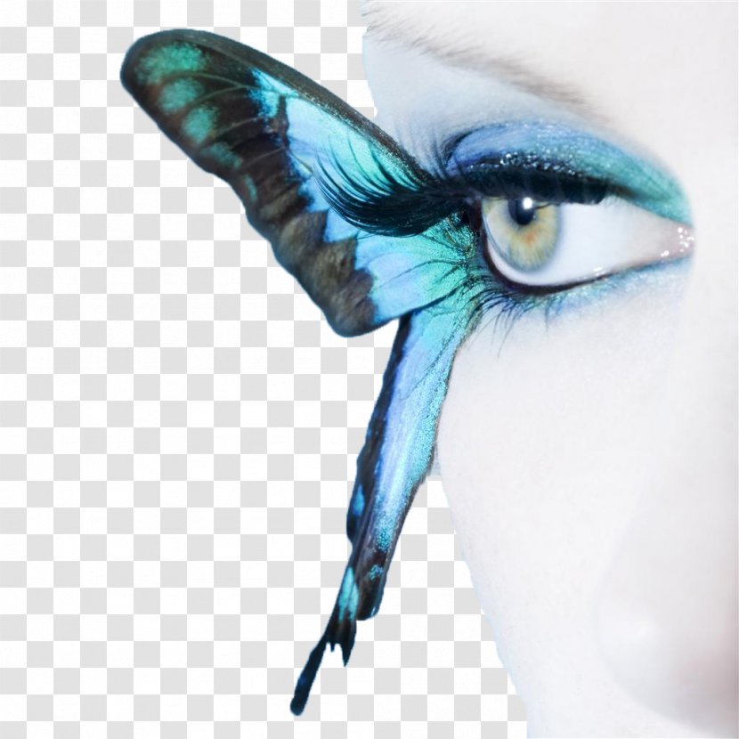 Butterfly Blue Eye Stock Photography Cosmetics - Bird - Creative Makeup Transparent PNG