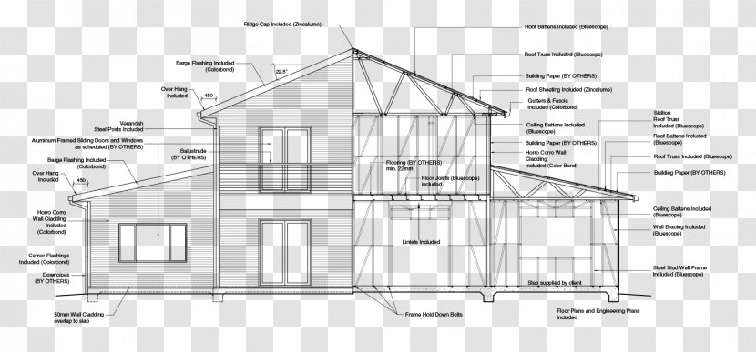 Floor Plan Pitched Roof Architecture - Framing - Design Transparent PNG