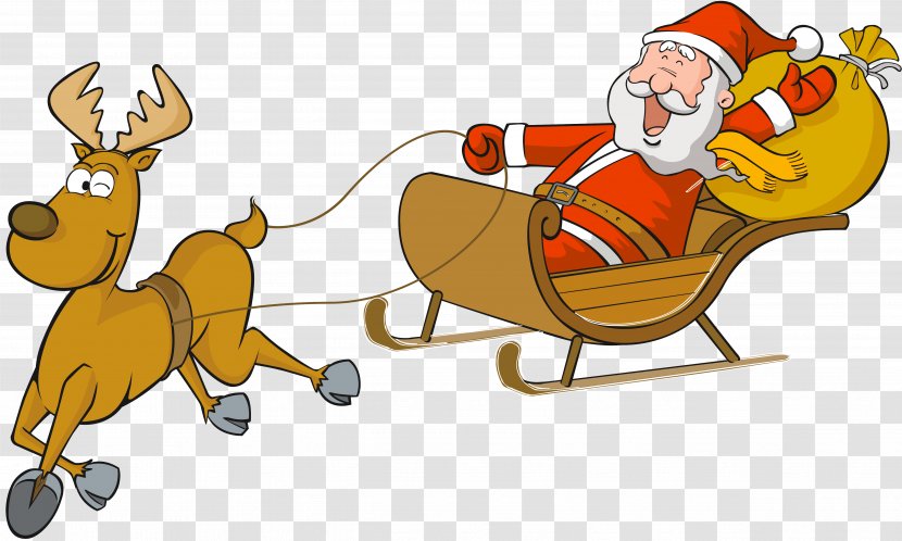 Ded Moroz Santa Claus Reindeer Cartoon Christmas - Sleigh Transparent PNG