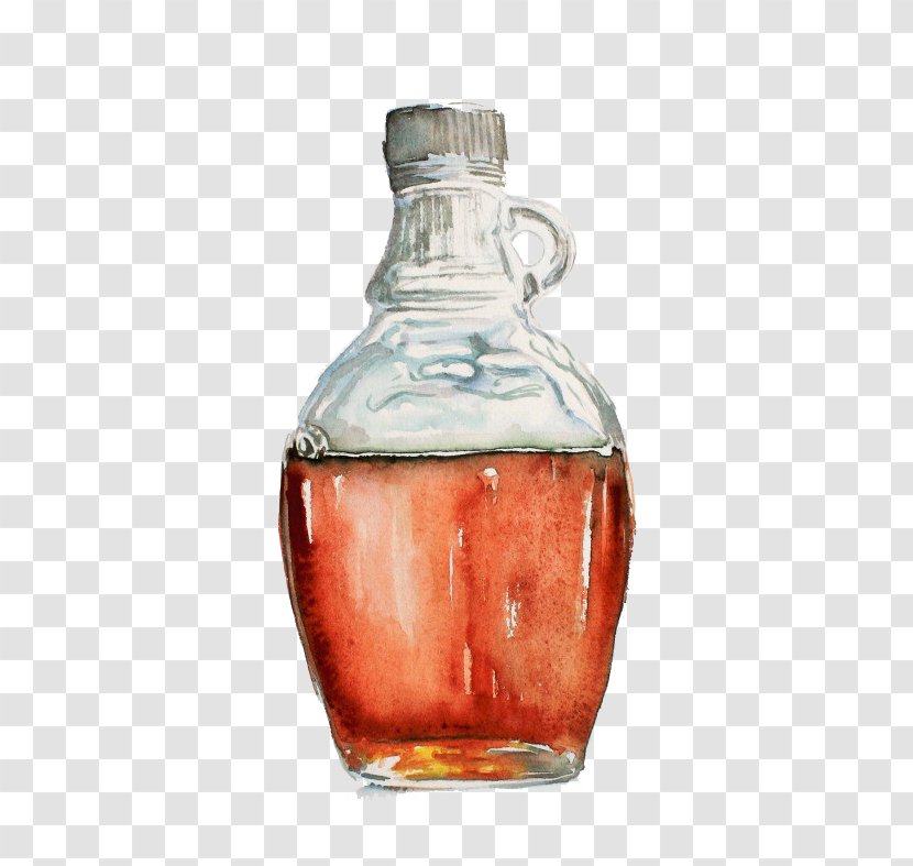 Watercolor Painting Drawing Food Illustration - Maple Syrup - Bottle Transparent PNG