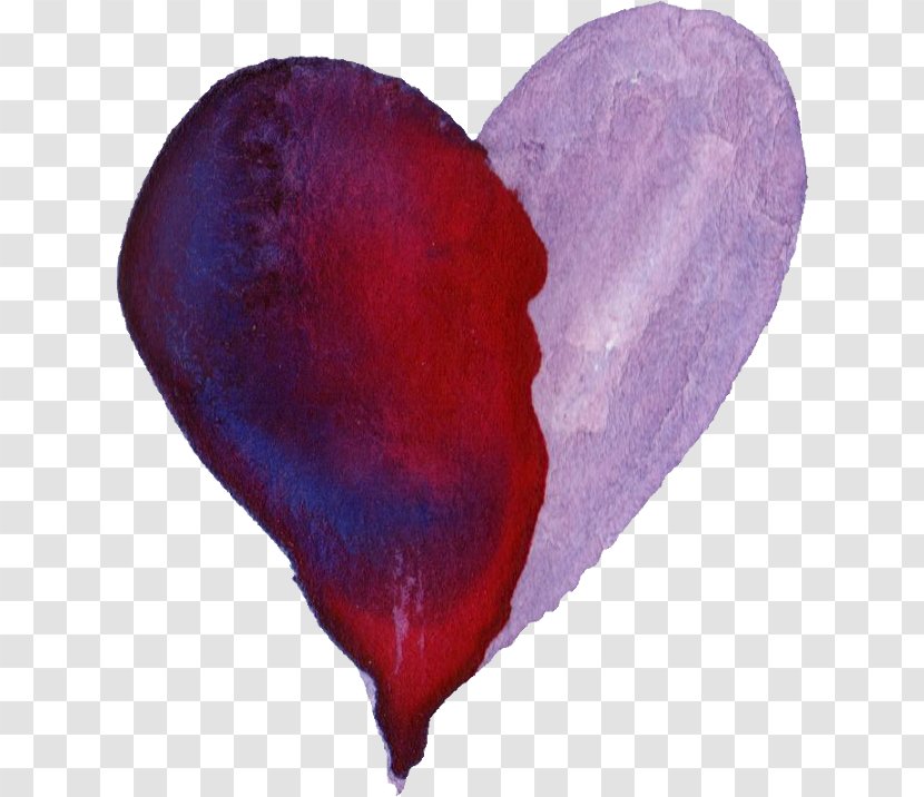 Watercolor Painting Purple Magenta Red - Heart Transparent PNG