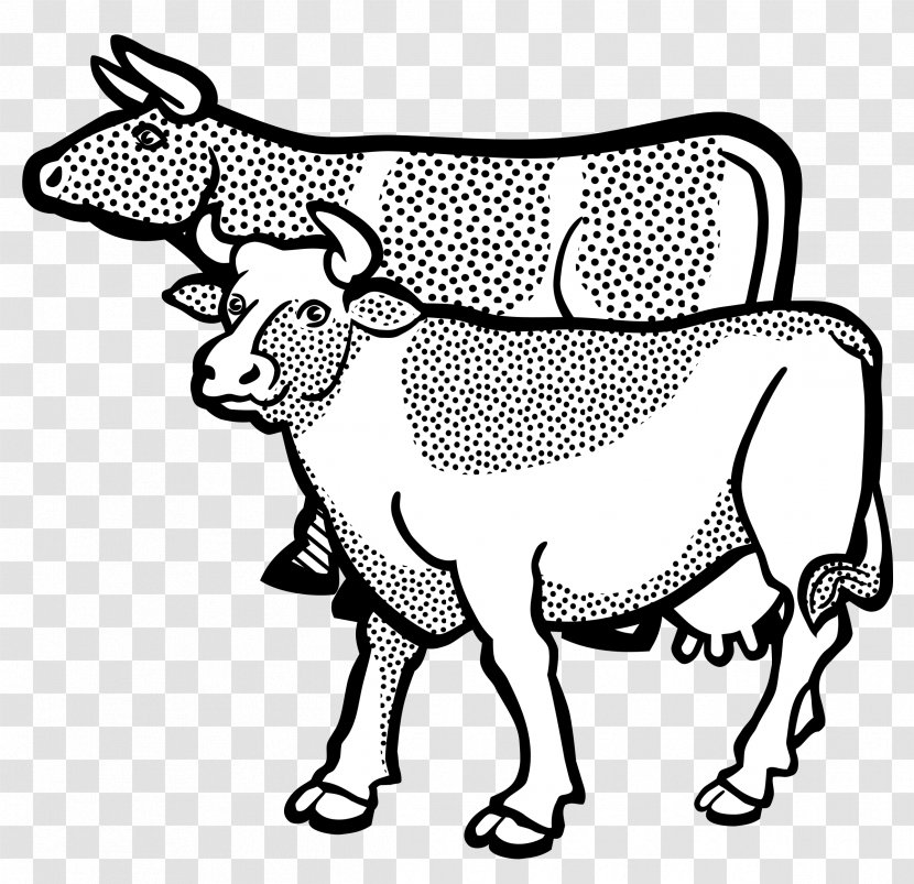 Cattle Line Art Clip - Fictional Character - Cow Transparent PNG