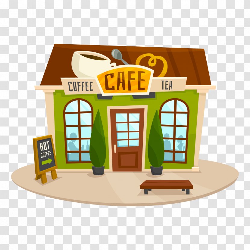 Coffee Cafe Bistro Cartoon - Food - Vector Shop Transparent PNG