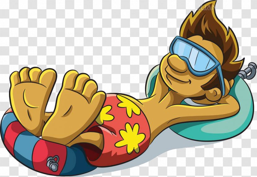 Cartoon Relaxation Clip Art - Illustrator - Beach Vacation Boy Transparent PNG