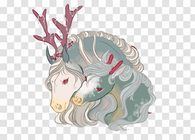Reindeer Horse Watercolor Painting - Vecteur - Vector Antlers Transparent PNG