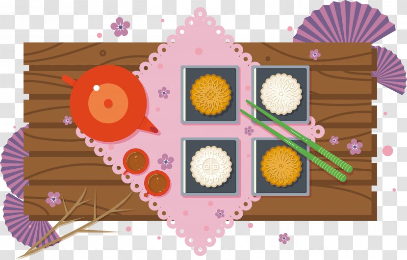 Mooncake Chinese Cuisine Mid-Autumn Festival Chuseok - Vector Cartoon Moon Cake, Afternoon Tea Transparent PNG