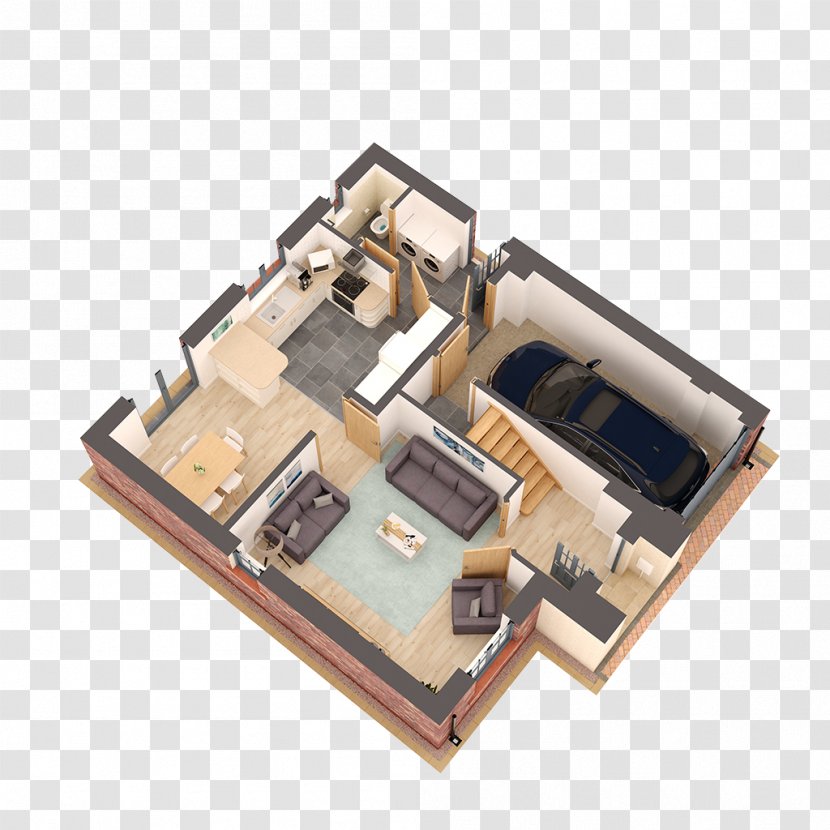 Open Plan House Floor Living Room Bedroom - Ground Transparent PNG