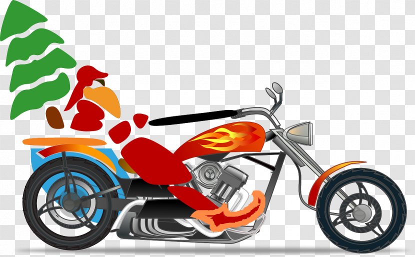 Santa Claus Wedding Invitation Scooter Motorcycle Christmas - Chopper Transparent PNG