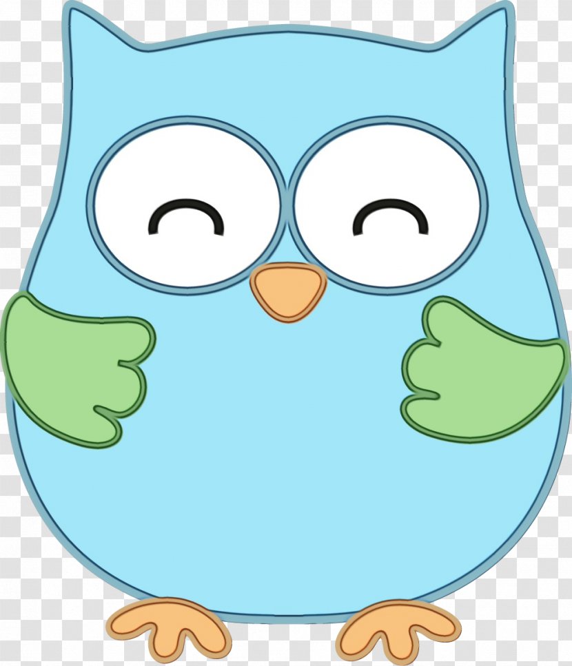 Green Owl Cartoon Clip Art Aqua - Bird - Of Prey Transparent PNG
