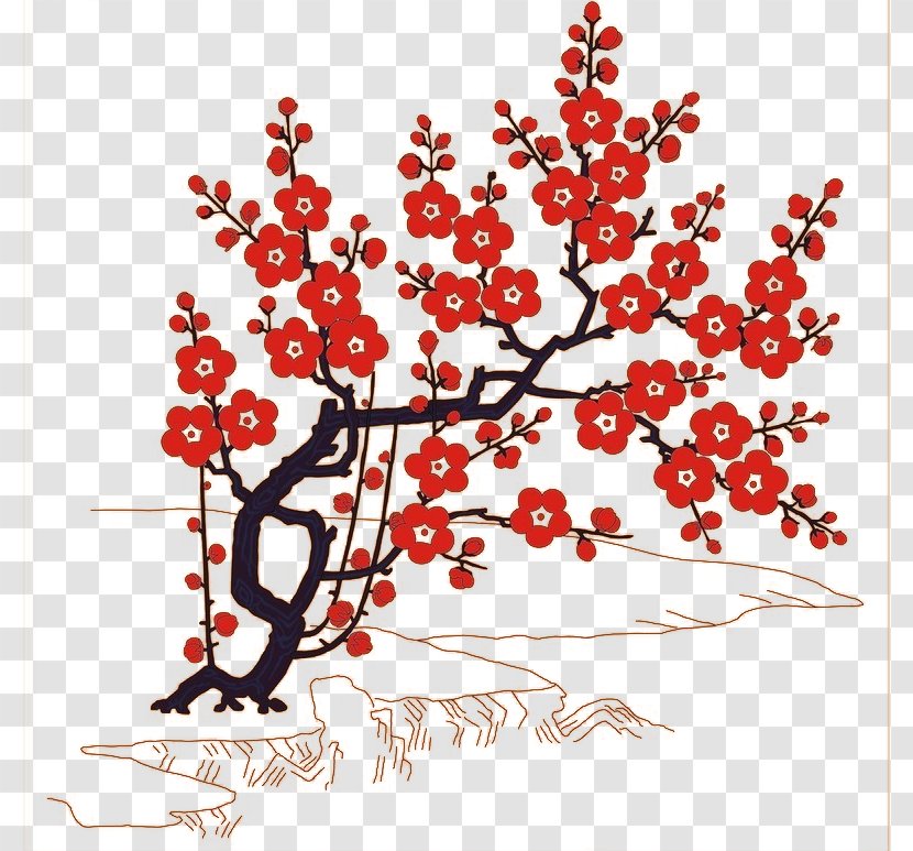 Plum Blossom Download - Wall Sticker - Buckle Pattern Background Material Free Transparent PNG