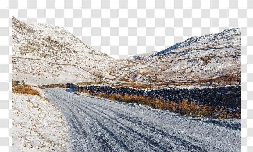 Snow Road Mountainous Landforms Winter Mountain Pass - Freezing - Thoroughfare Transparent PNG