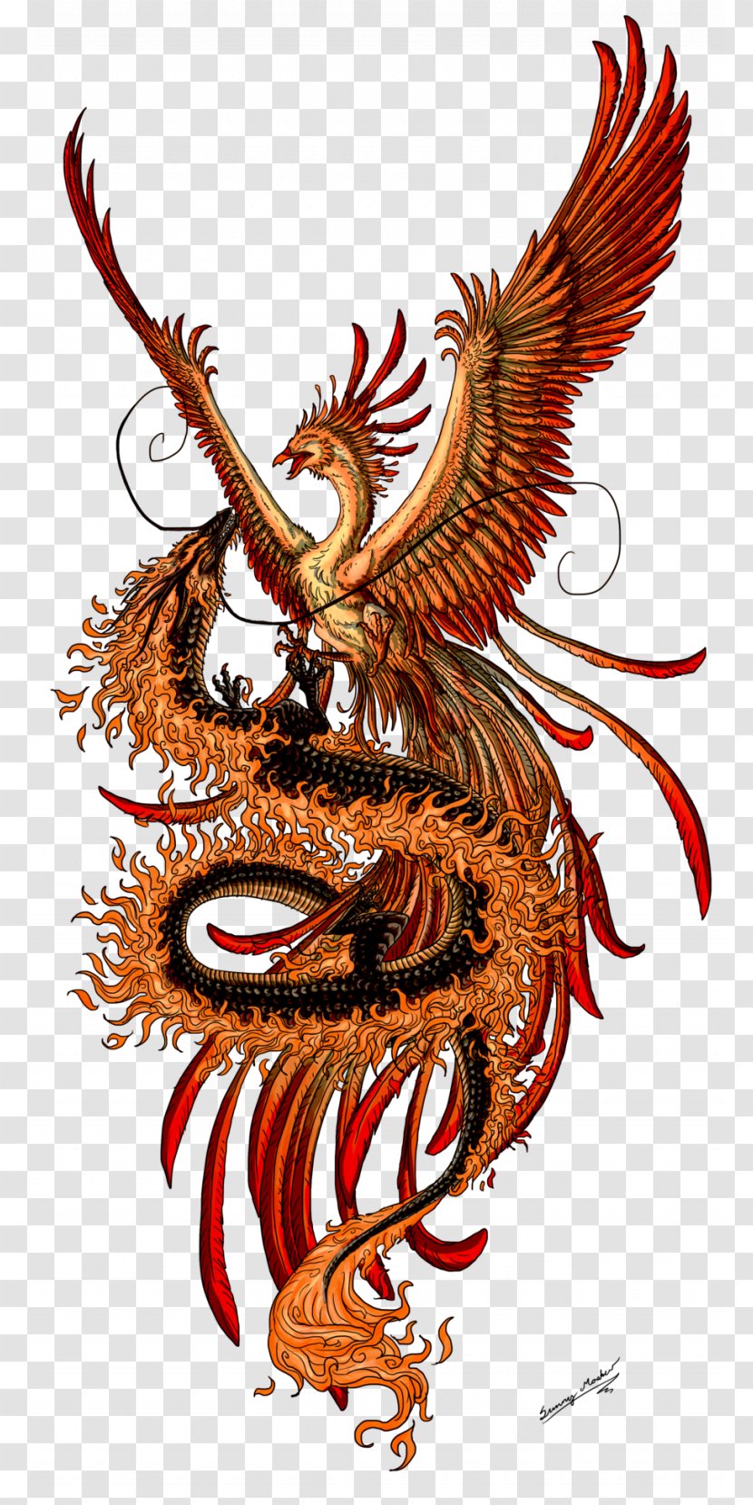 Phoenix Fenghuang Chinese Dragon Tattoo - Symbol Transparent PNG