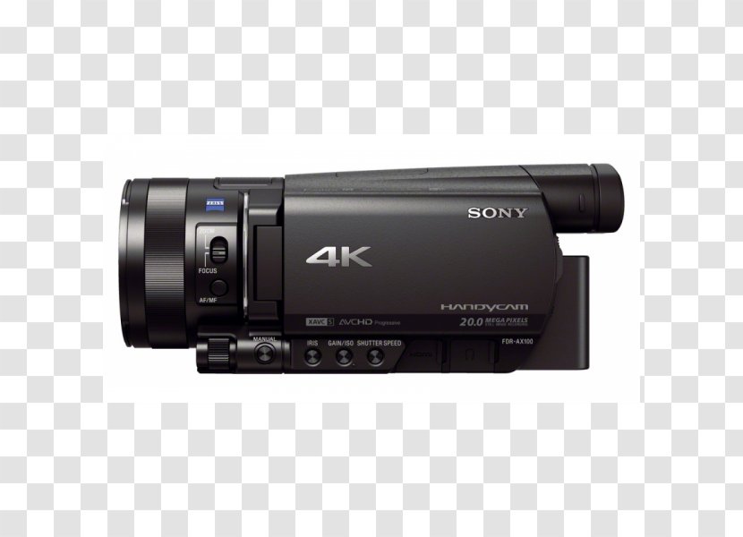 Sony Handycam FDR-AX100 Video Cameras 4K Resolution - Camera Transparent PNG