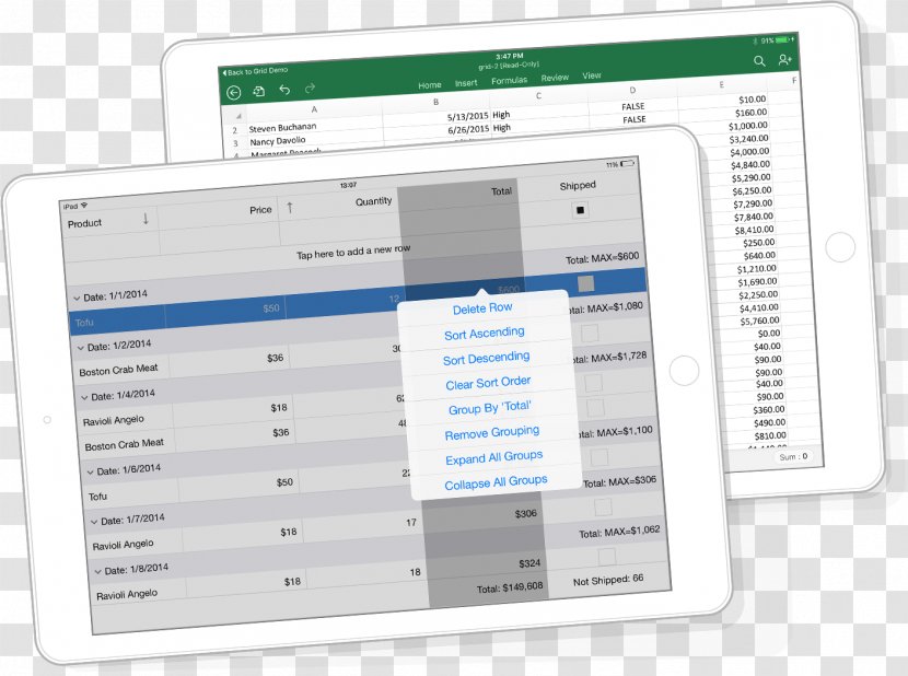 Xamarin Computer Software Grid View DevExpress - Program Development Transparent PNG