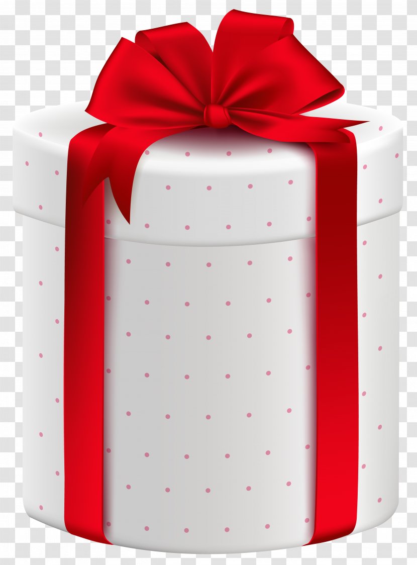 Gift Wrapping Box Clip Art - White With Red Bow Clipart Image Transparent PNG