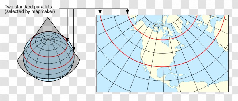 Lambert Conformal Conic Projection Map Cone Kegelprojectie - Watercolor Transparent PNG