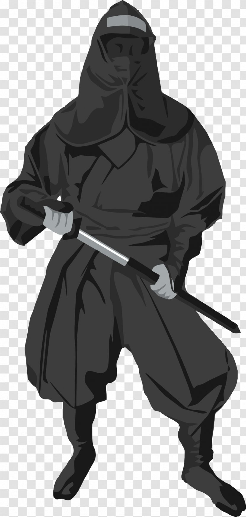 Ninja Clip Art - Grayscale Transparent PNG