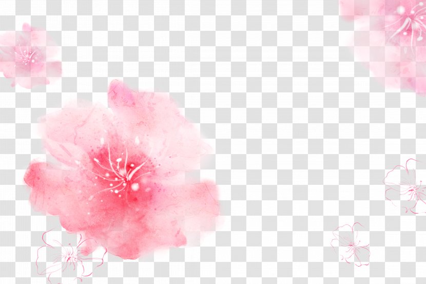 Pink Cherry Blossom Cosmetology Wallpaper - Peach - Beauty Makeup Transparent PNG
