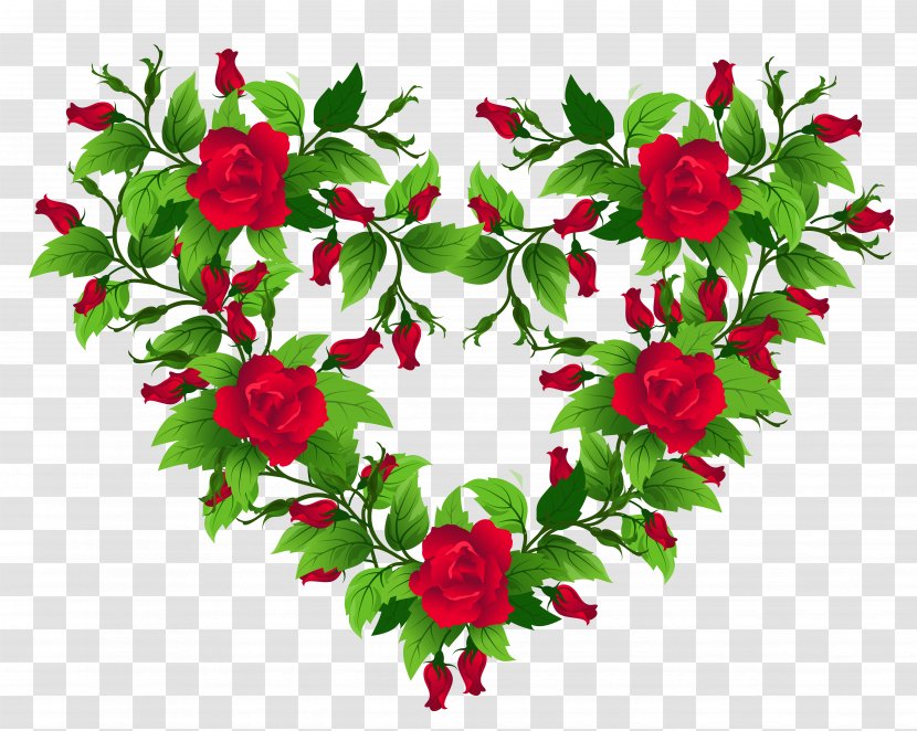 Flower Clip Art - Arranging - Red Roses Heart Decor Clipart Picture Transparent PNG