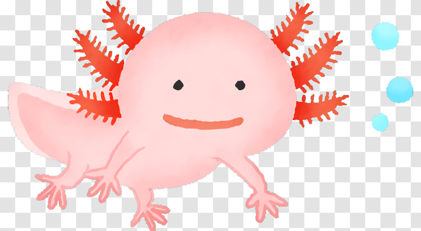 Axolotl Pink Cartoon Mouth Smile Transparent PNG