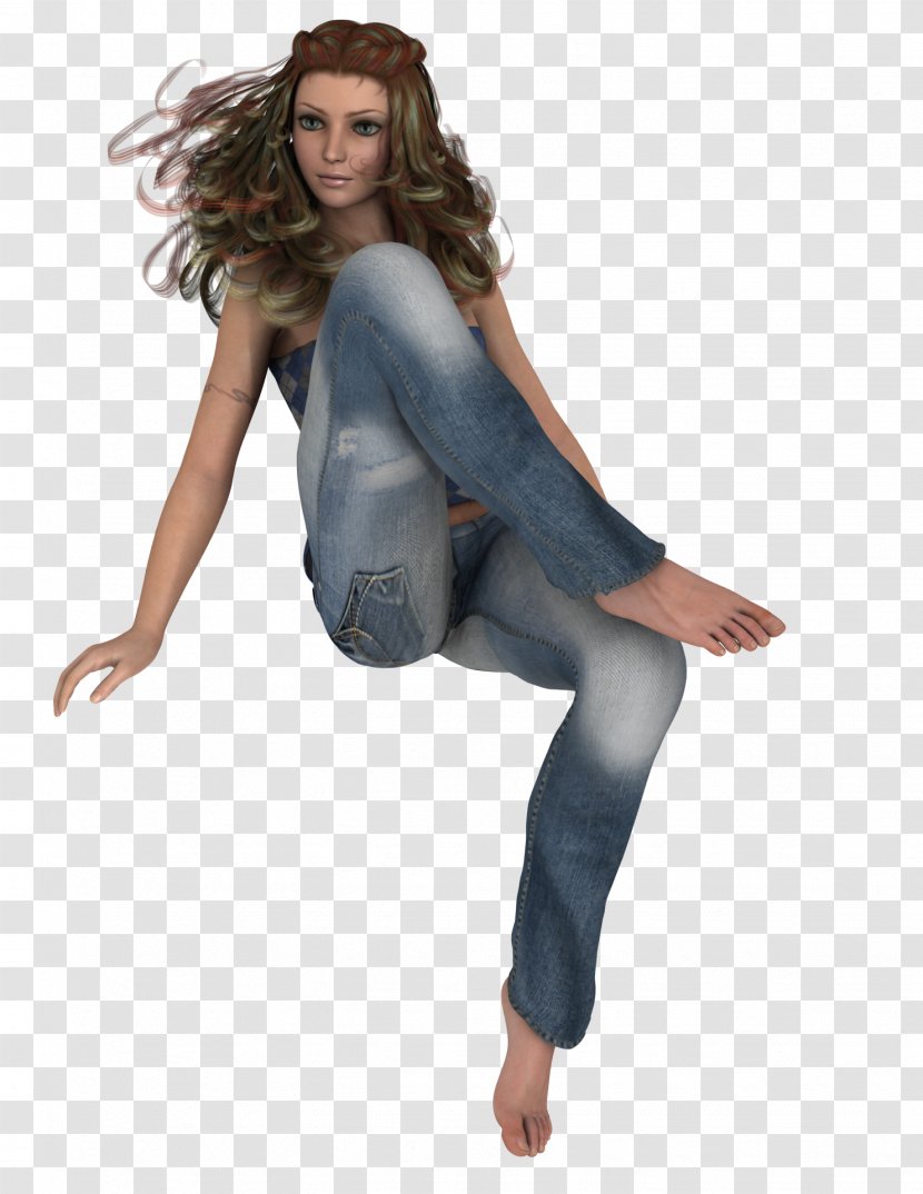 3D Modeling Jeans Woman Clip Art - Cartoon Transparent PNG