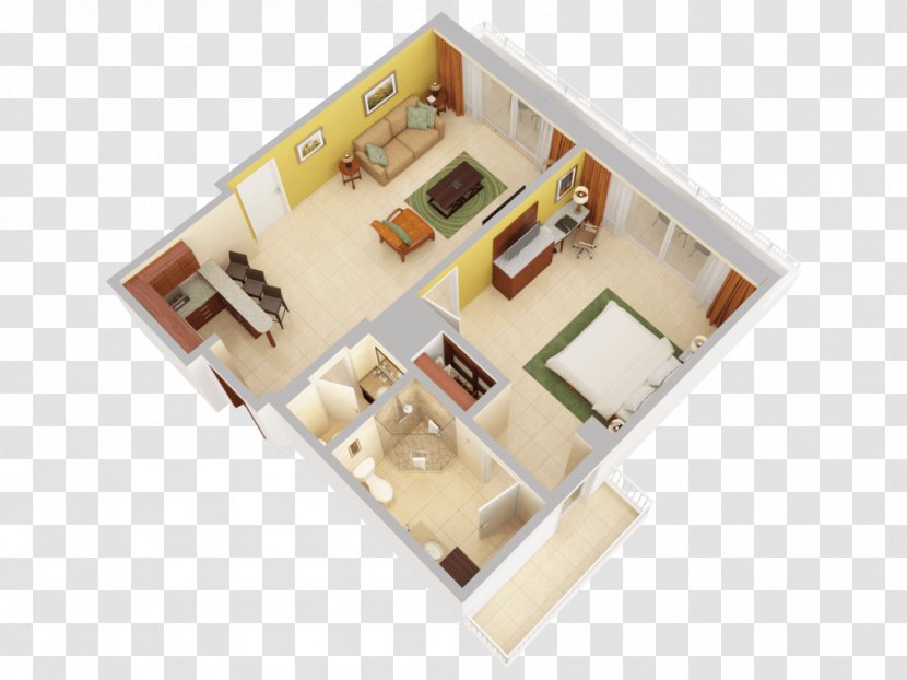 3D Floor Plan House - Balcony Transparent PNG