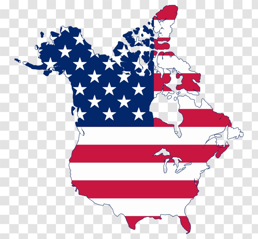Flag Of The United States Canada Map Clip Art - National - American Free Images Transparent PNG