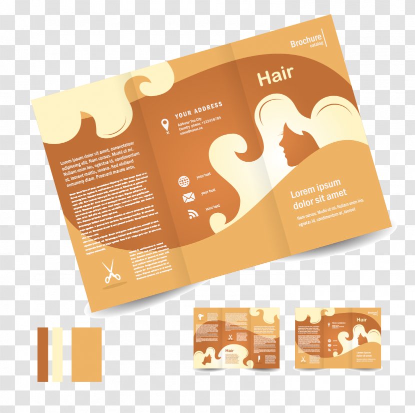 Brochure Royalty-free Flyer - Beauty Parlour - Yellow Hair Design Trifold Transparent PNG
