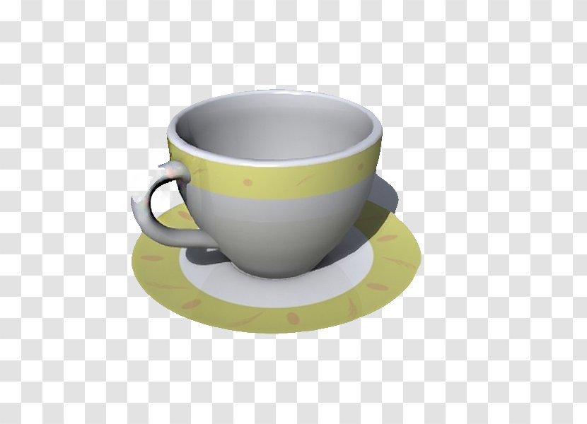 Coffee Cup - A White With Yellow Edge Transparent PNG