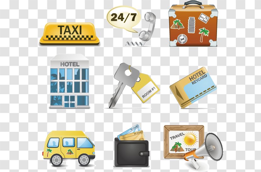 Taxi Hotel Icon Design - Cdr - Hotels Element Vector Transparent PNG