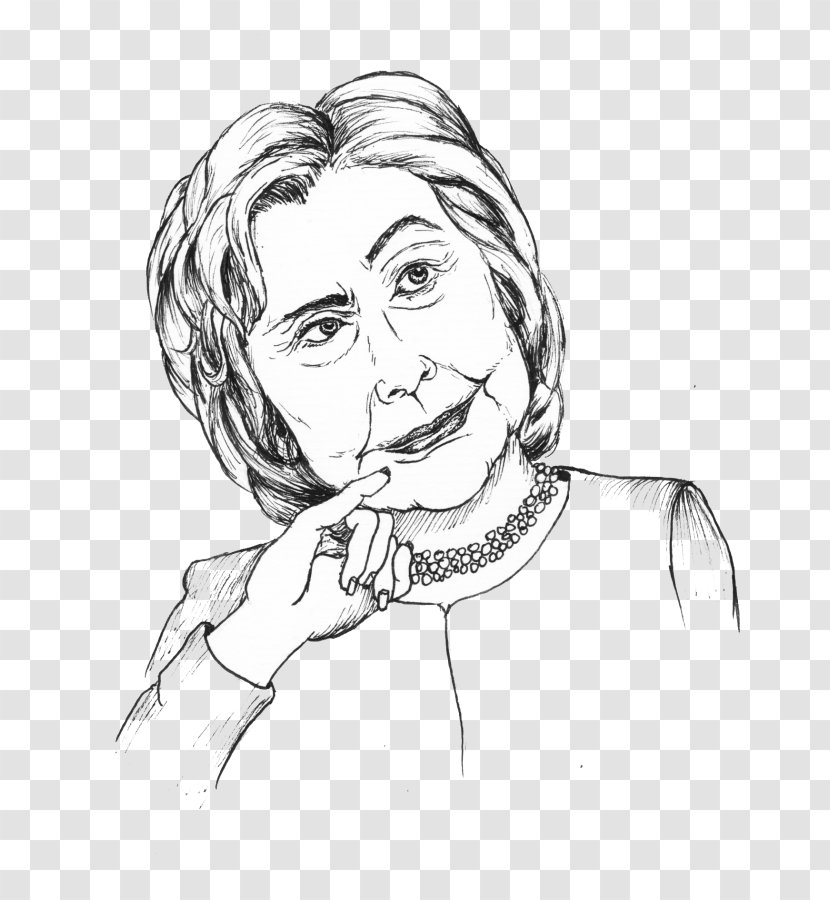 Drawing Art Face Sketch - Heart - Hillary Clinton Transparent PNG