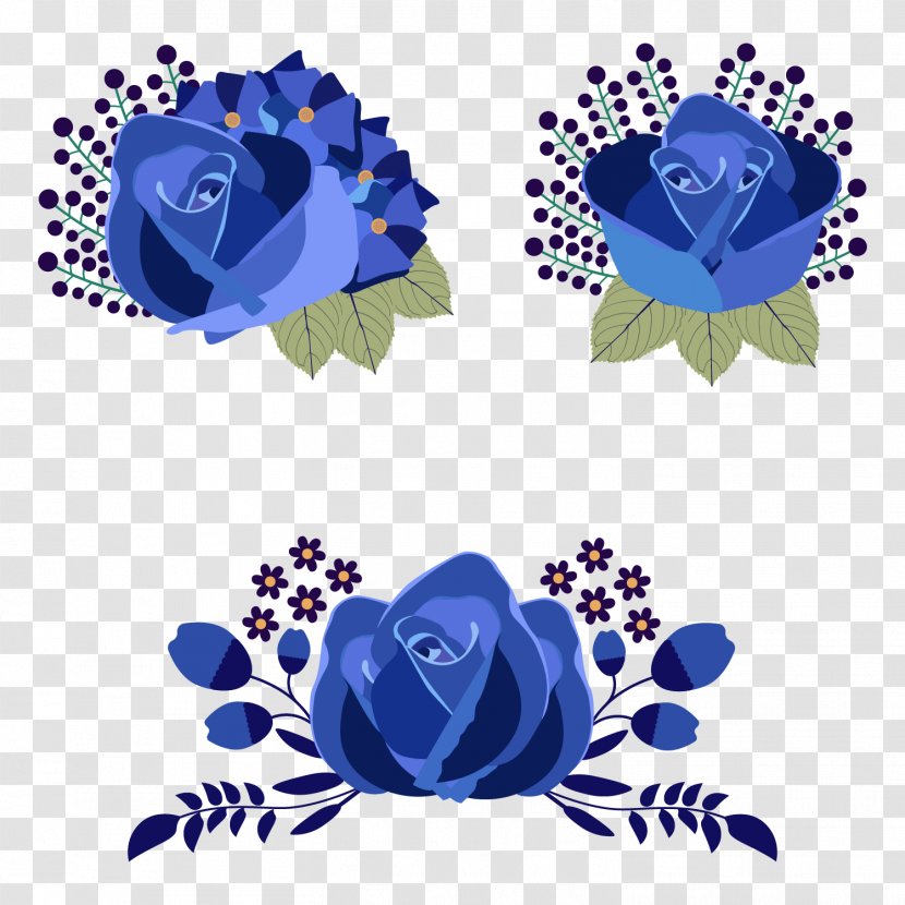 Blue Rose Beach Flower Euclidean Vector - Floral Design - Devil Transparent PNG