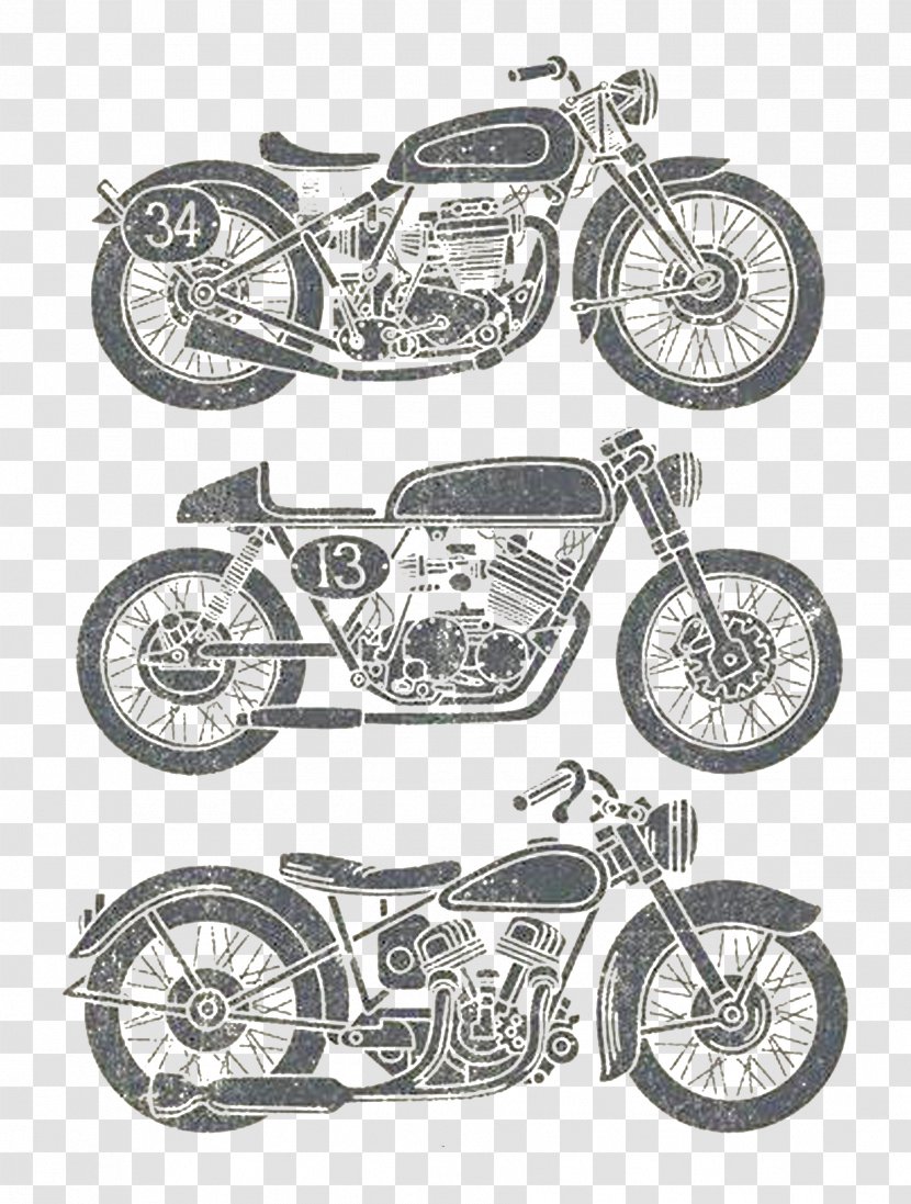 Motorcycle Chopper Clip Art - Bicycle Wheel - Vintage Transparent PNG