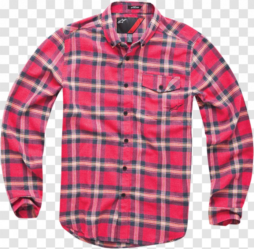 Sleeve Tartan Shirt Product Button - Alpinestars Transparent PNG