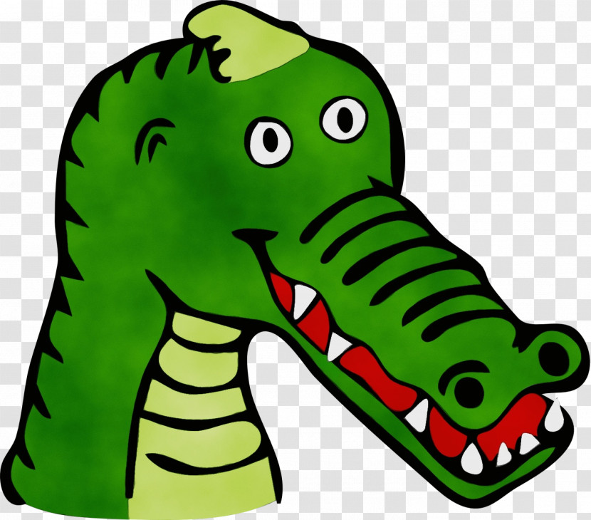 Green Cartoon Crocodile Crocodilia Animal Figure Transparent PNG
